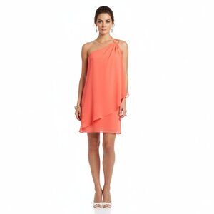 Laundry Sleeveless Flowy Drape Sleeveless Mini Shift Toga 1 Shoulder Dress 4